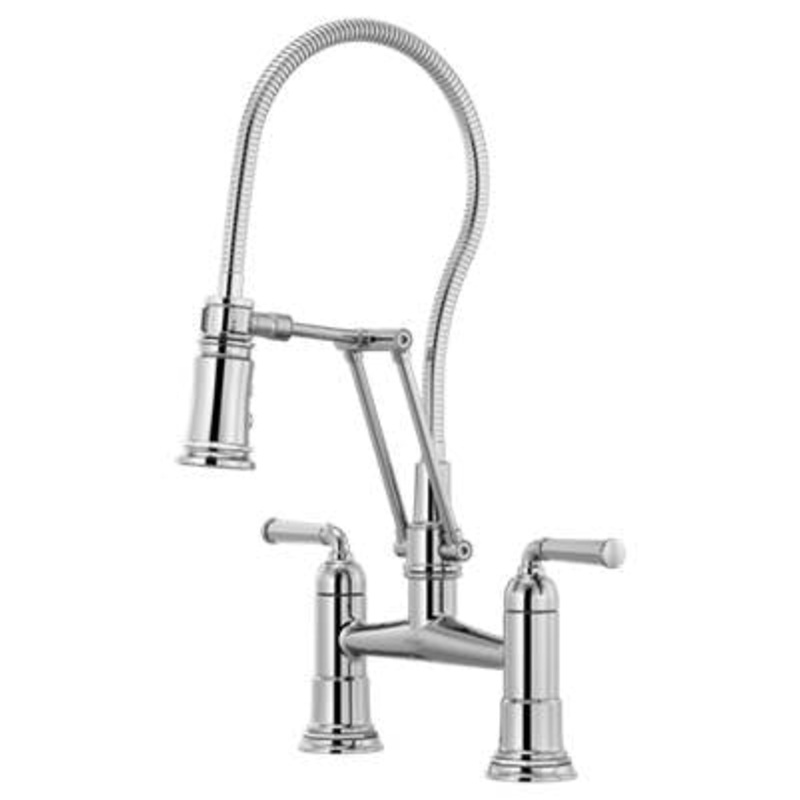 Brizo 62174LF-PC- Two Handle Articulating Bridge Faucet With Finished Hose
