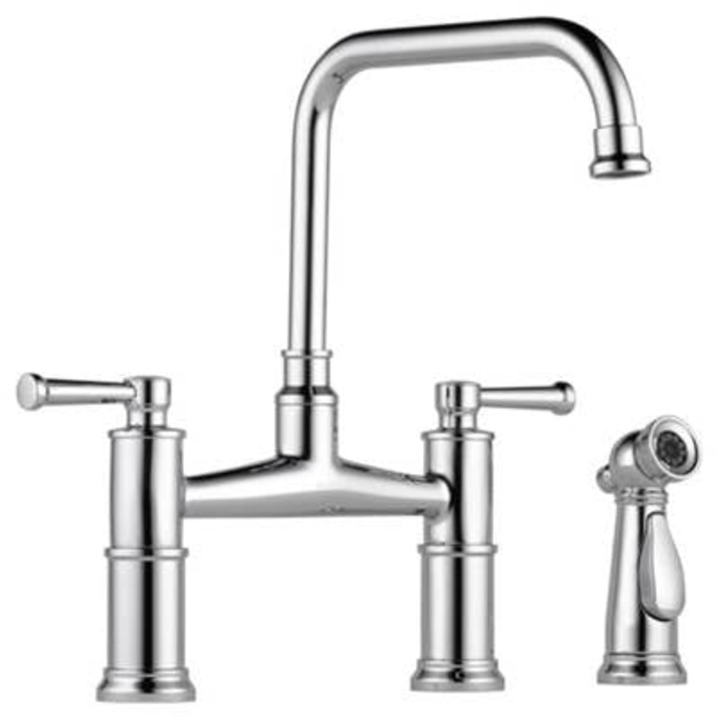 Brizo 62525LF-PC- Two Handle Bridge Kitchen Faucet With Spray