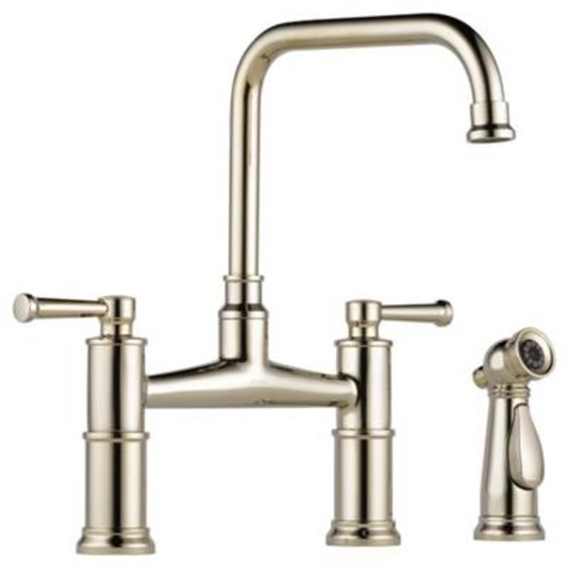 Brizo 62525LF-PN- Two Handle Bridge Kitchen Faucet With Spray