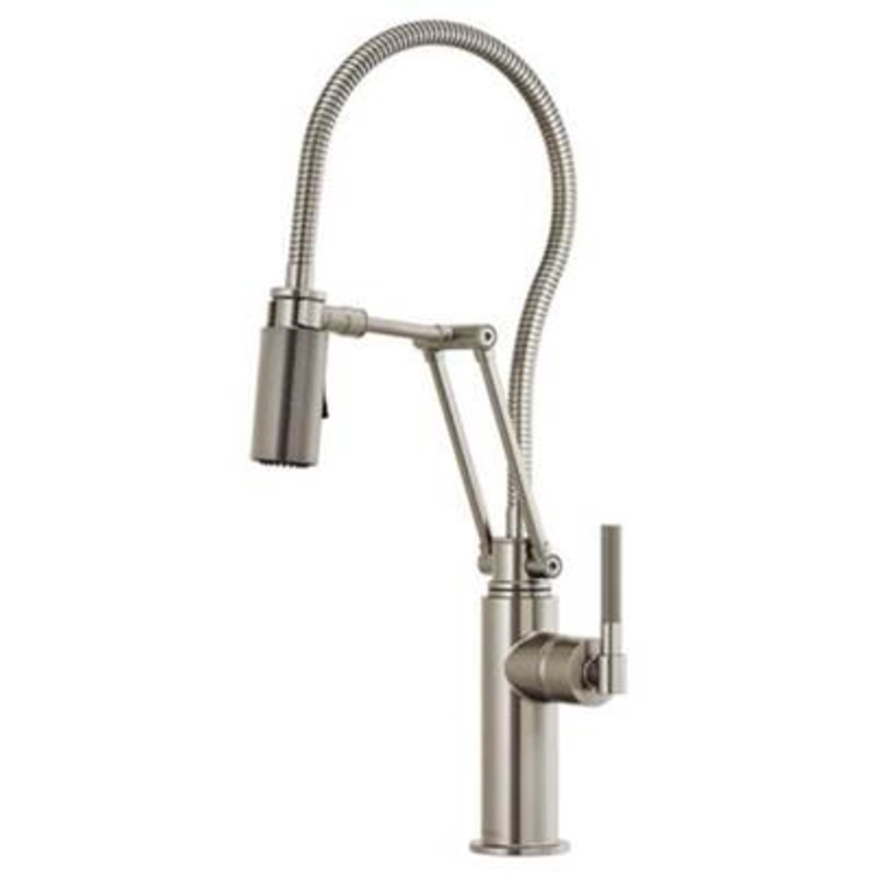 Brizo 63143LF-SS- Articulating Faucet With Knurled Handle And Finished Hose